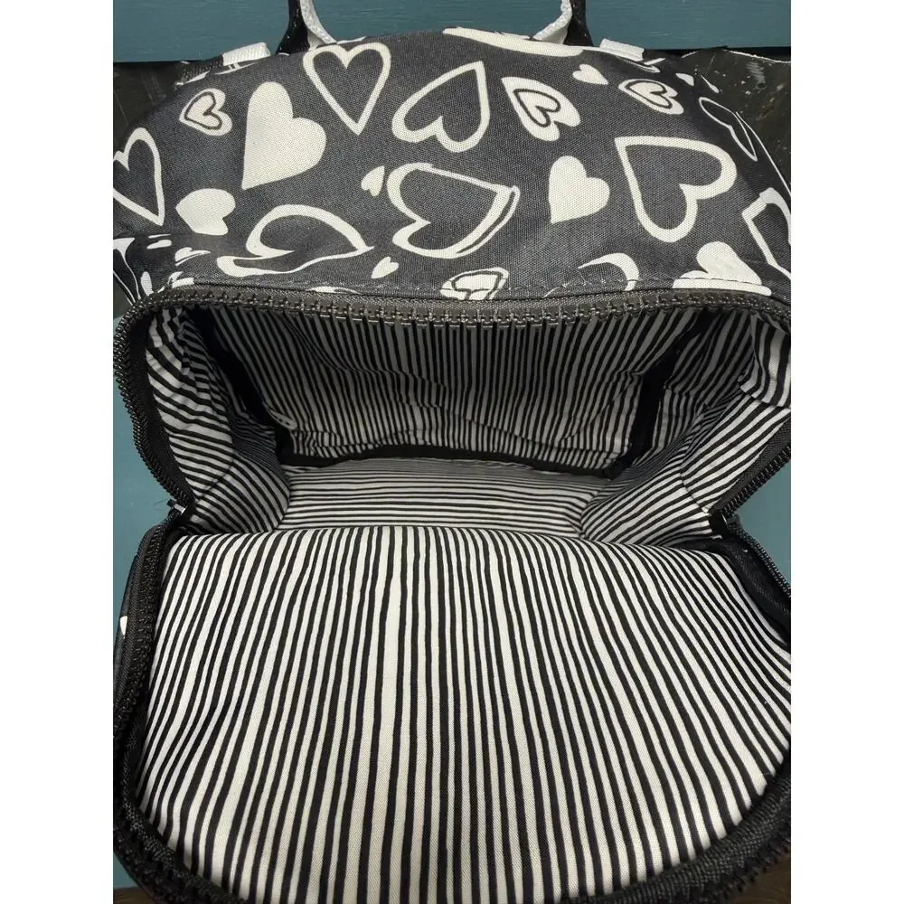 NWT Brighton Endless Love Backpack Black White Heart Print Zip Closure Purse